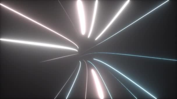 Velocidad de túnel de luces digitales, generada por computadora. 3D representación de líneas abstractas de neón de movimiento rápido con destello de luz brillante. Fondo abstracto — Vídeos de Stock