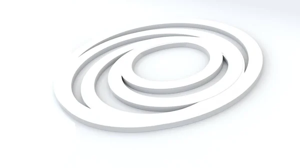 抽象的な環が互いに立体的にレンダリングされる。回転効果を持つ幾何学的円、生成されたコンピュータ — ストック写真