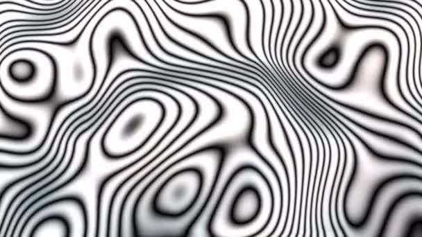 3d rendering abstract background. Computer generated wavy landscape with black and white stripes — Stock Video