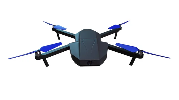 Drone quadrocopter with camera for aerial photography isolated, computer generated. 3d rendering modern technology background — Stock Photo, Image