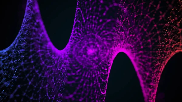 Computer gegenereerde spiraal organische vorm van stromingsdeeltjes. 3d rendering van gasvormige uitstekende achtergrond — Stockfoto