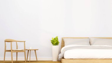 Yatak odası ve daire veya otel - sanat Oda Kiralık veya Satılık için iç tasarım - 3d render'alanında rahatlayın