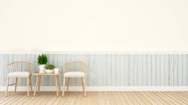 Oturma odası veya ana yemek salonunda veya restoran - resim için iç tasarım - 3d render