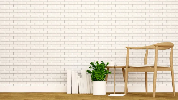 Espace Vie Mur Briques Blanches Dans Appartement Une Autre Pièce — Photo