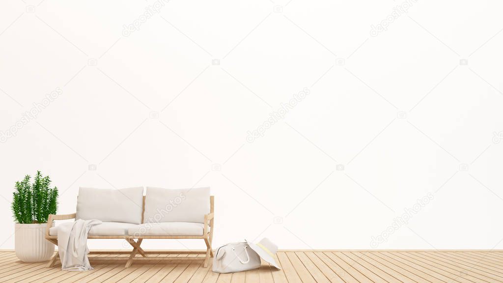 living area or lobby area in condominium or hotel on white background - living area design for artwork holiday time - 3D Rendering
