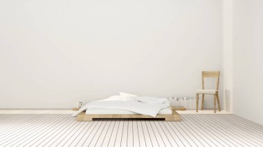 Yatak odası ve Sanat oda daire veya otel için güneş günü alanında rahatlayın - basit iç tasarım - 3d render