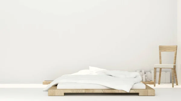 Slaapkamer en ontspannen ruimte op zonnige dag voor illustraties kamer in appartement of hotel - interieurinrichting simpele - 3d Rendering — Stockfoto