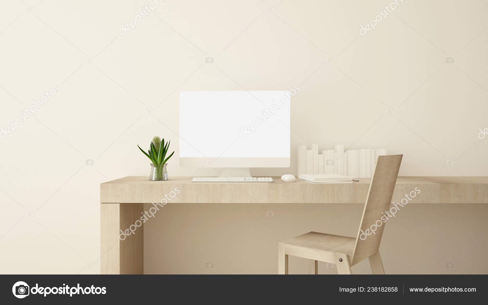 Workplace On Sunshine Day In Home Or Apartment Study Room