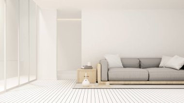 Yaşam alanı üzerinde beyaz sesi içinde ev ya da daire - oturma odası Japonya style - iç basit tasarım - 3d render