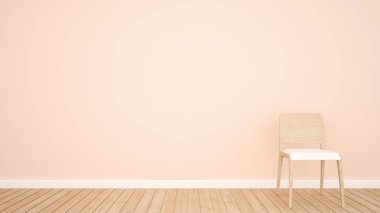 Sandalye ve boş resim - sandalyede oturma için pembe duvar üzerinde yer alan resmi daire ya da ev - 3d işleme için