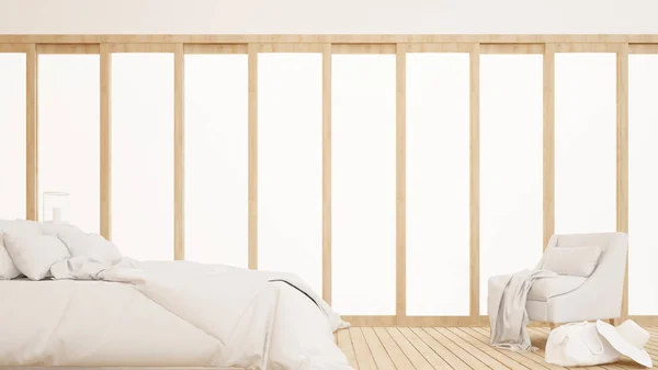 Bedroom and living area in hotel or resort - Bedroom on white background interior design for artwork - 3D Rendering