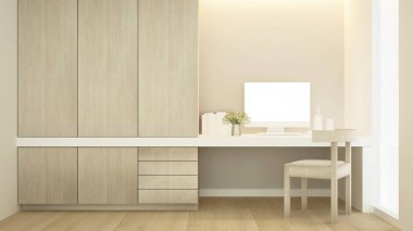 İşyeri ve apartman odasında gardırop-daire veya ev için çalışma odası basit tasarım sanat-3D Rendering