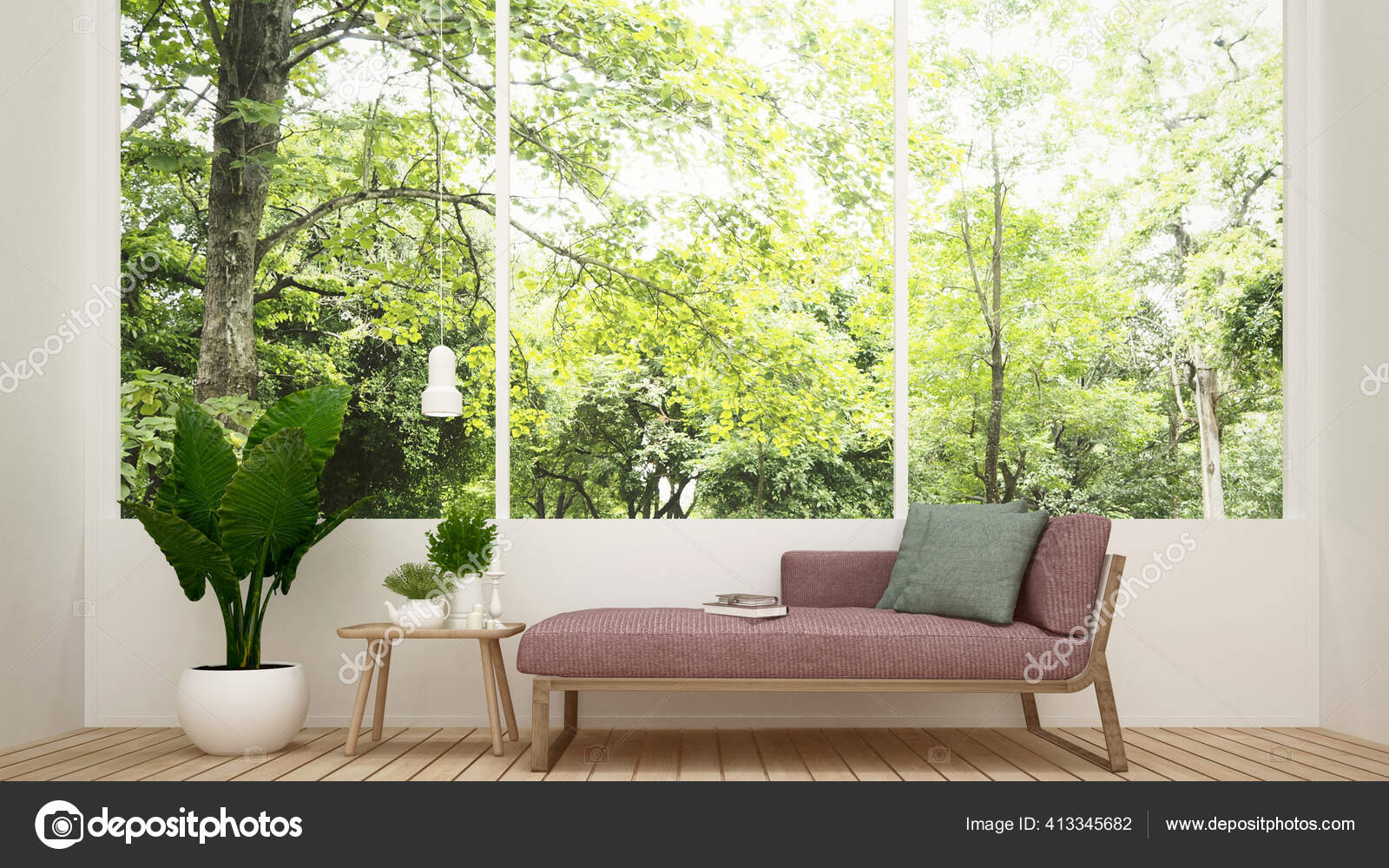Daybed Living Room Nature View Living Room House Apartment Forest Stock  Photo by ©pantowto@ 413345682