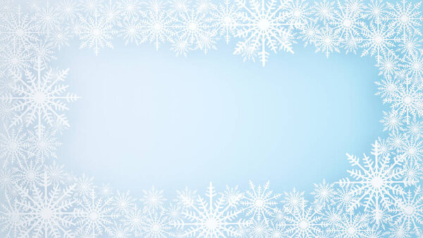 Snowflake on blue background. Artwork for christmas or winter season. 3D Illustration
