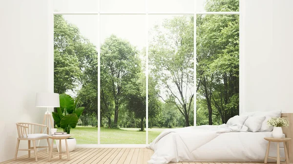 Slaapkamer Woonkamer Uitzicht Natuur Slaapkamer Huis Appartement Weide Uitzicht Bos — Stockfoto