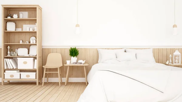Sypialnia Salon Dekoracji Drewna Mieszkaniu Lub Domu Wnętrze Proste Design — Zdjęcie stockowe