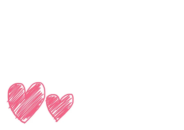 バレンタインデーのアートワークのためのピンクのハートイラスト ハートフリーハンドスケッチ — ストック写真
