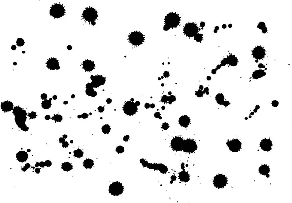 Tache Encre Désordonnée Gouttes Noires Sur Fond Blanc Illustration Vectorielle — Image vectorielle