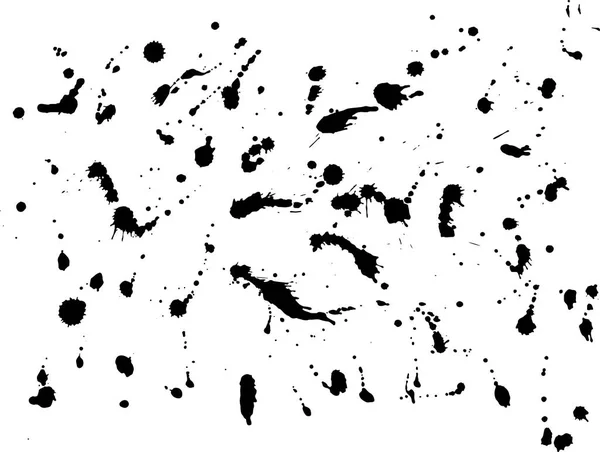 Chaotischer Tintenklecks Schwarze Tropfen Auf Weißem Hintergrund Vektorillustration — Stockvektor