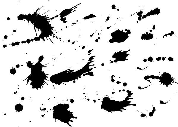 Chaotický Inkoust Blot Černé Kapky Bílém Pozadí Vektorové Ilustrace — Stockový vektor