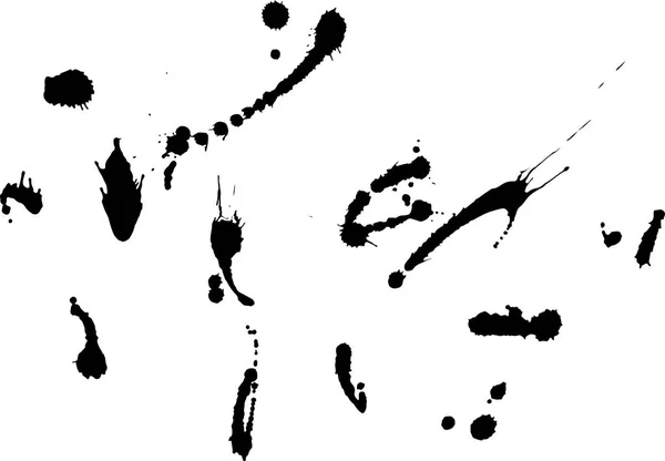 Messy ink blot, black drops on white background. Vector illustration. Big splashes — ストックベクタ