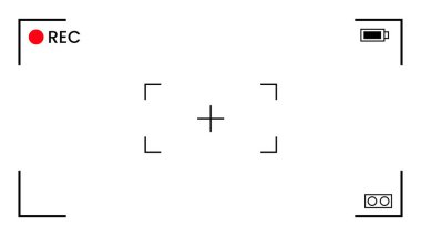 Saydam Arkaplanda Video Kamera Çerçevesi Görüntü Bulucu Kaplaması. Kamera Kayıt Ekran Kaplaması