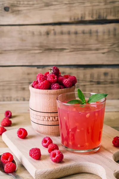 Kissel Raspberry Russian Traditional Drink National Cuisine Fresh Berries Rural — Stock Photo, Image