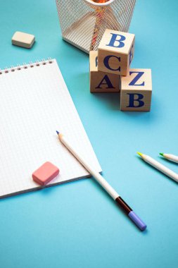 mavi, okul, arka, ileti örneğine öğren, dokuz am, alarm, Masaüstü, kavram, kopyalama alanı