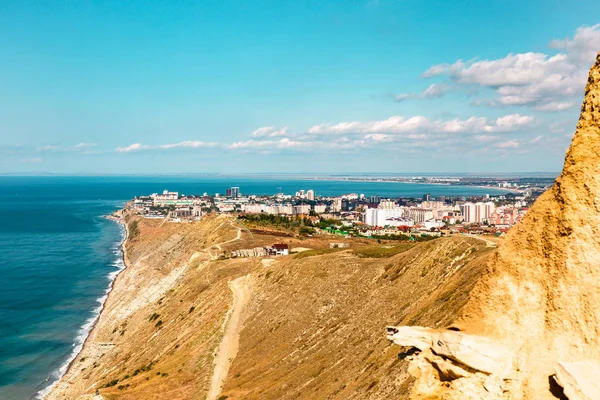 Černé Moře Pohled Město Hory Anapa Resort Rusko Příroda Modrá — Stock fotografie