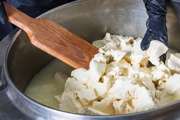 Produção Queijo Farm Dairy Product — Fotografia de Stock