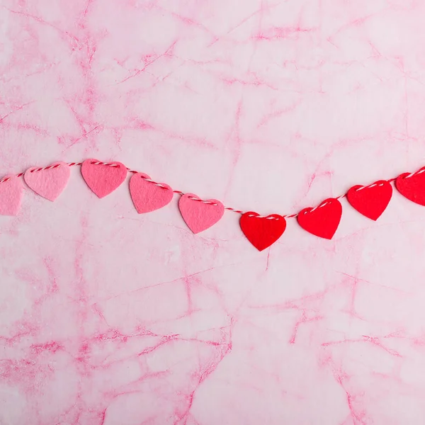 Hart Roze Rood Een Touw Valentijnsdag Kopie Plaatsen — Stockfoto