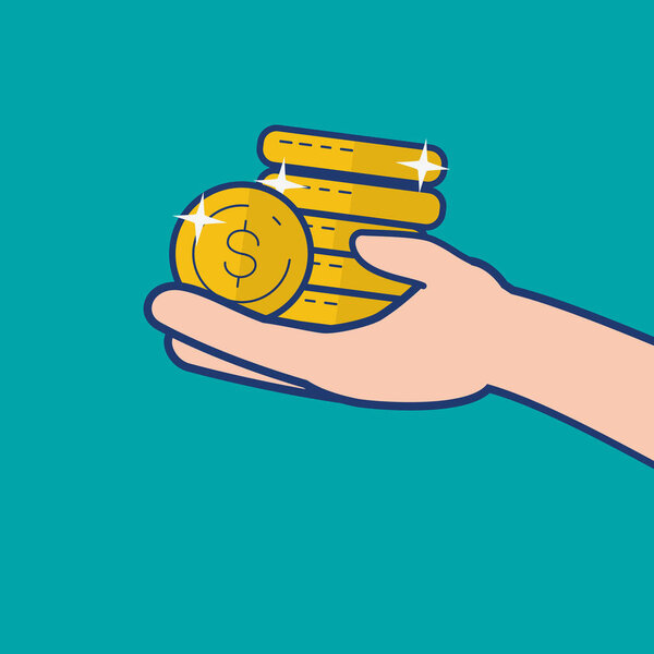 Вектор с пачкой векторных золотых монет. eps 10