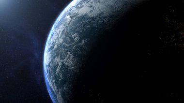 Dünya gezegeni uzayda, karanlık evrende. 