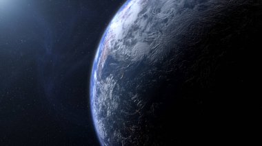 Dünya gezegeni uzayda, karanlık evrende. 