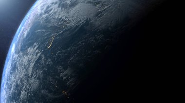 Dünya gezegeni uzayda, karanlık evrende. 