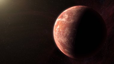 Karanlık Kozmos arka planında uzayda bir gezegen 