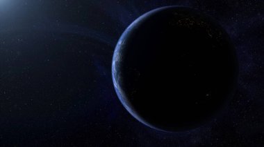Dünya gezegeni uzayda, karanlık evrende. 
