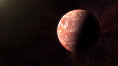 Karanlık Kozmos arka planında uzayda bir gezegen 