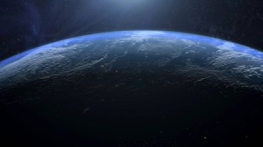 Dünya gezegeni uzayda, karanlık evrende. 