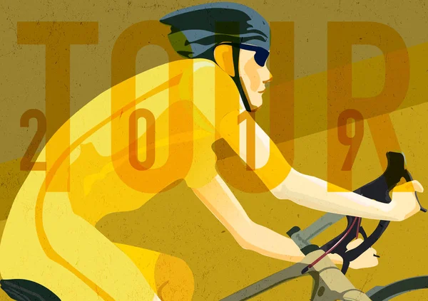Hareket Bisikletçi Bisiklet Yarış Turu 2019 — Stok Vektör