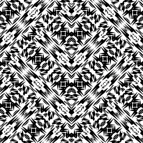 Vecteur Tribal Motif Sans Couture Noir Blanc Folk Abstrait Fond — Image vectorielle