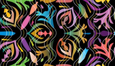 Soyut renkli çiçek seamless modeli. Vektör süs arka plan. Parlak süsleme.