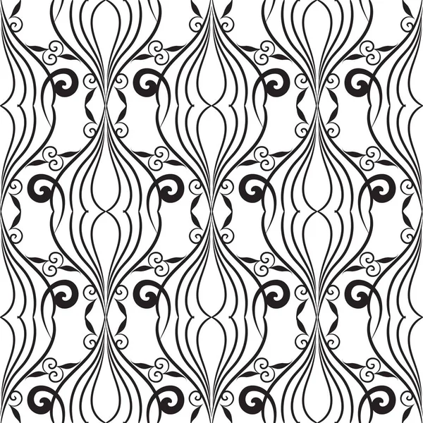 Vintage hat sanat oyma siyah beyaz seamless modeli. Çiçek izole arka plan. Elle çizilmiş çizgiler, çiçekler, yapraklar, şekiller girdap. Tek renkli sonsuz doku. Kumaş, parmak izi için tasarım