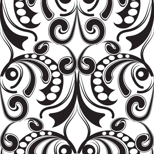 Motif Baroque Noir Blanc Sans Couture Fond Floral Abstrait Monochrome — Image vectorielle