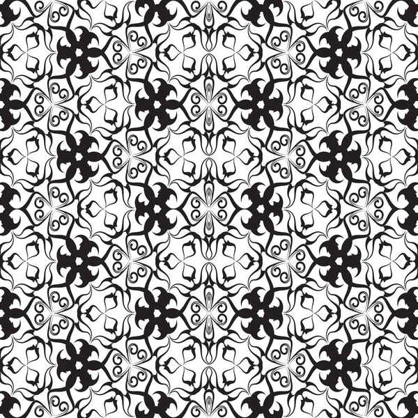 Черно Белый Винтажный Векторный Бесшовный Рисунок Декоративный Абстрактный Этнический Стиль — стоковый вектор