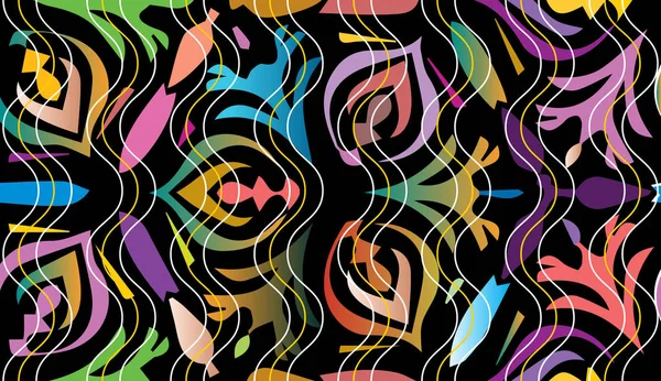 Soyut renkli çiçek seamless modeli. Vektör süs arka plan. Parlak süsleme.