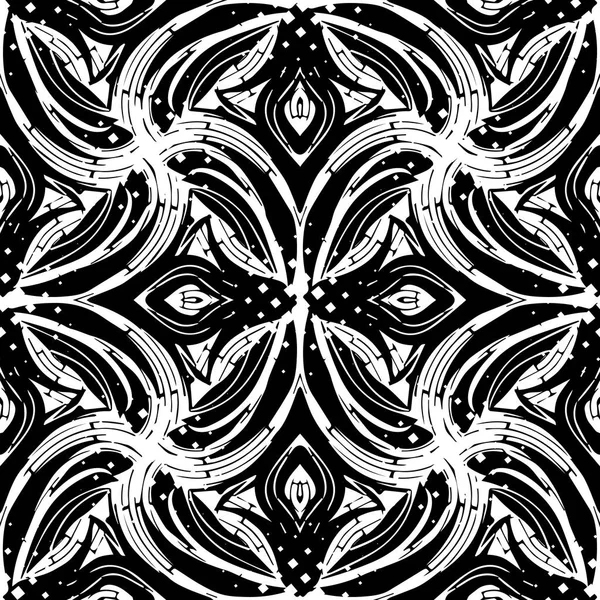 Modèle Abstrait Vecteur Floral Noir Blanc Sans Couture Fond Monochrome — Image vectorielle