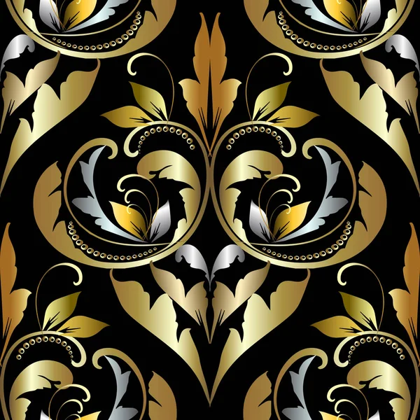 Damask Ornate Vector Seamless Pattern Beautiful Vintage Ornamental Background Floral — Stock Vector