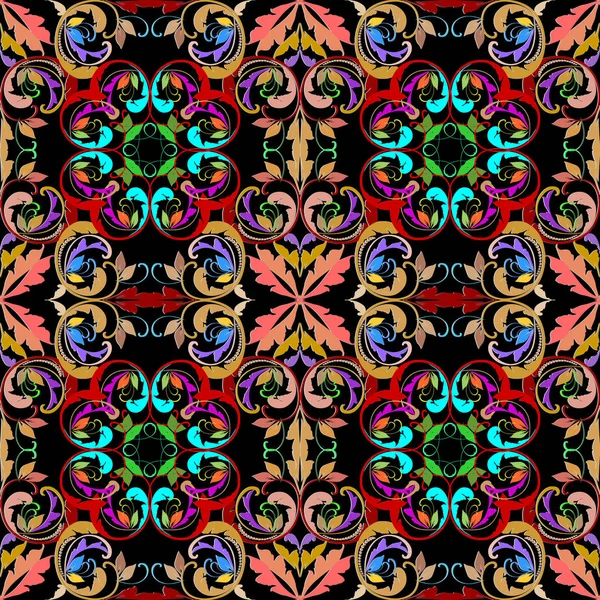 Ethno Stil Vintage Damast Nahtlose Muster Vektor Ornamentalen Floralen Hintergrund — Stockvektor