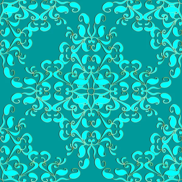 Luz Turquesa Elegancia Paisley Patrón Sin Costuras Fondo Vectorial Ornamental — Vector de stock